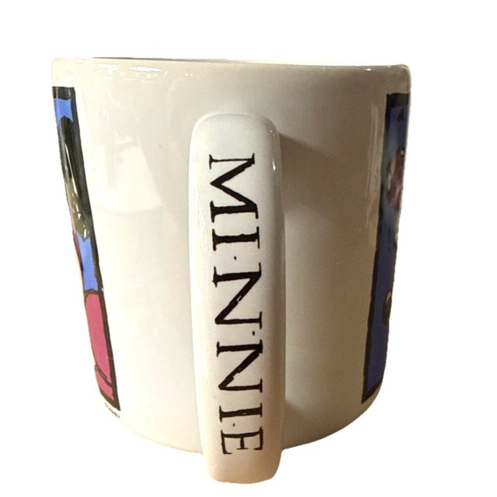 Disney Minnie Mouse Ceramic Coffee Mug Tea White Large Blue Pink Polka Dots Bow - Picture 3 of 9